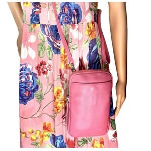 Coldwater Creek | Pebbled Leather Crossbody Bag Pink